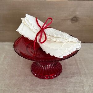 VTG |  Depression Glass Cupcake Stand/S5 Cloth Napkins